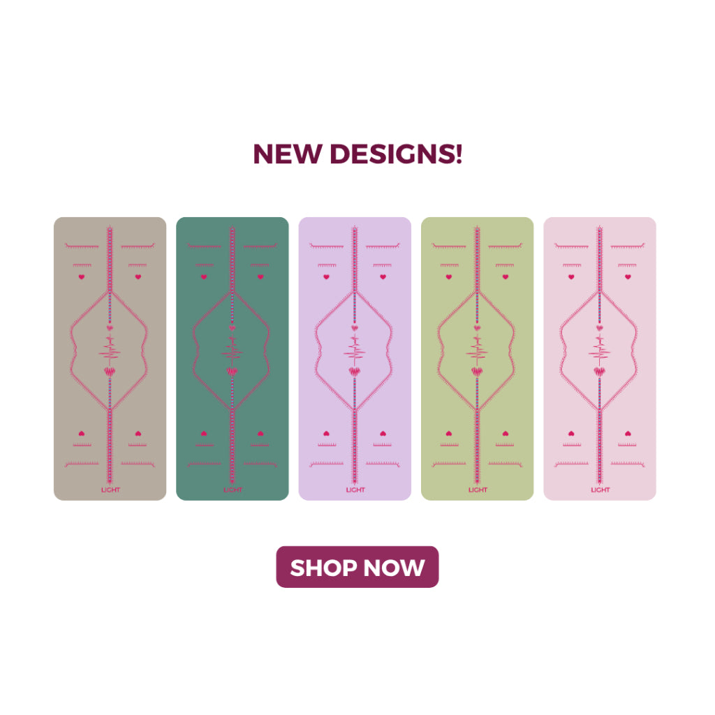 LIGHT Love & Harmony Yoga Mat with Free Yoga Strap Pink
