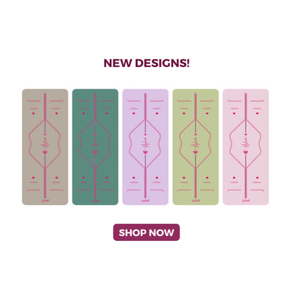 LIGHT Love & Harmony Yoga Mat with Free Yoga Strap Pink