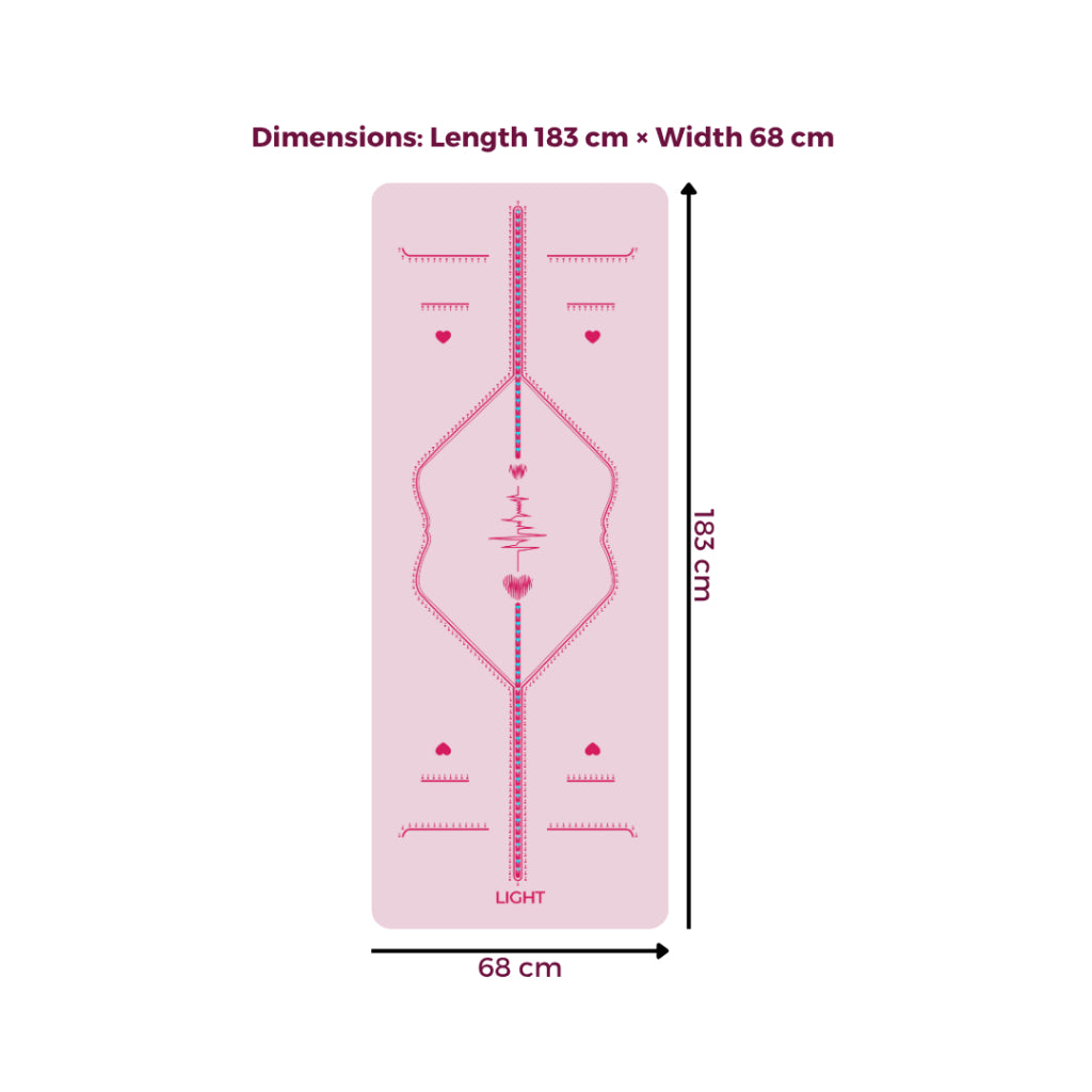 LIGHT Love & Harmony Yoga Mat with Free Yoga Strap Pink