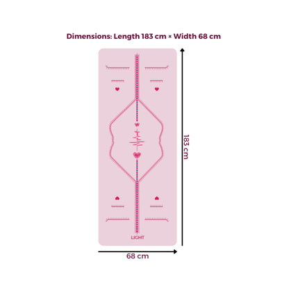 LIGHT Love & Harmony Yoga Mat with Free Yoga Strap Pink