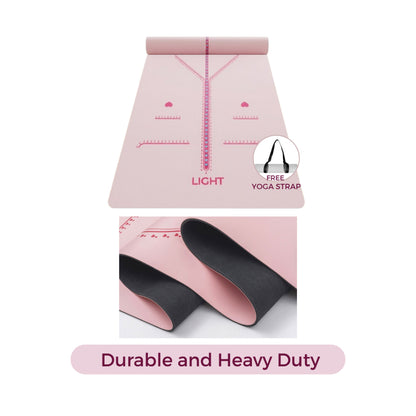 LIGHT Love & Harmony Yoga Mat with Free Yoga Strap Pink