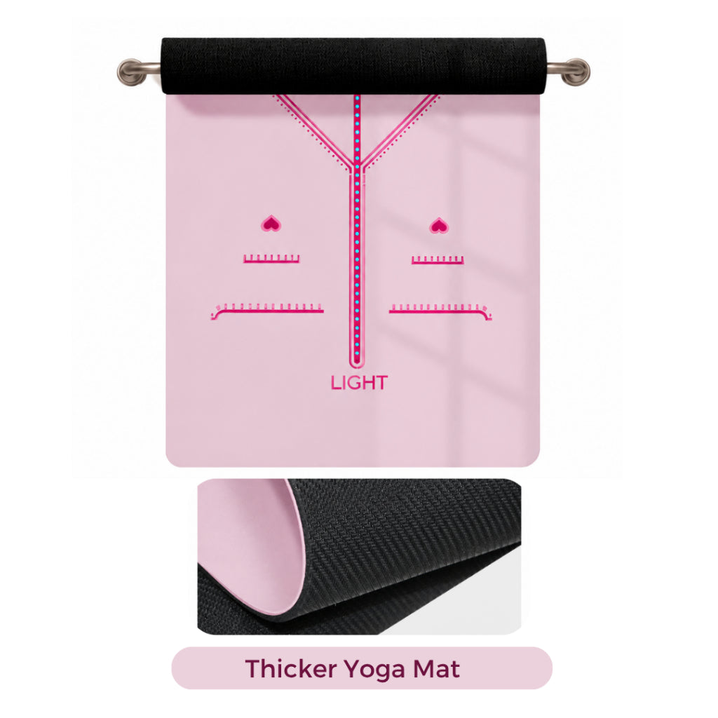 LIGHT Love & Harmony Yoga Mat with Free Yoga Strap Pink